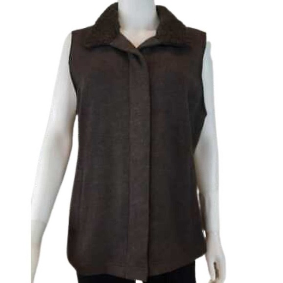 J. Jill Brown Faux Fur Sweater Vest S Small - Picture 13 of 13